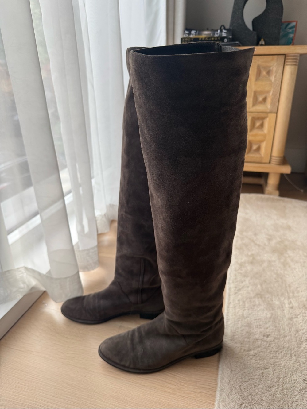 Grey Suede Stuart Weitzman Boots - Size 7.5